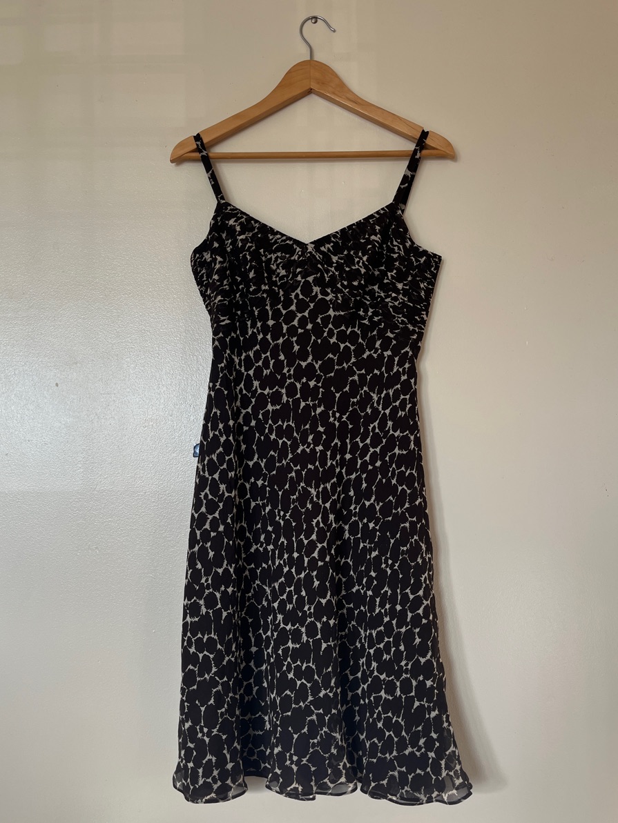 Brown And Tan Spotted Slip Dress With Adjustable Straps